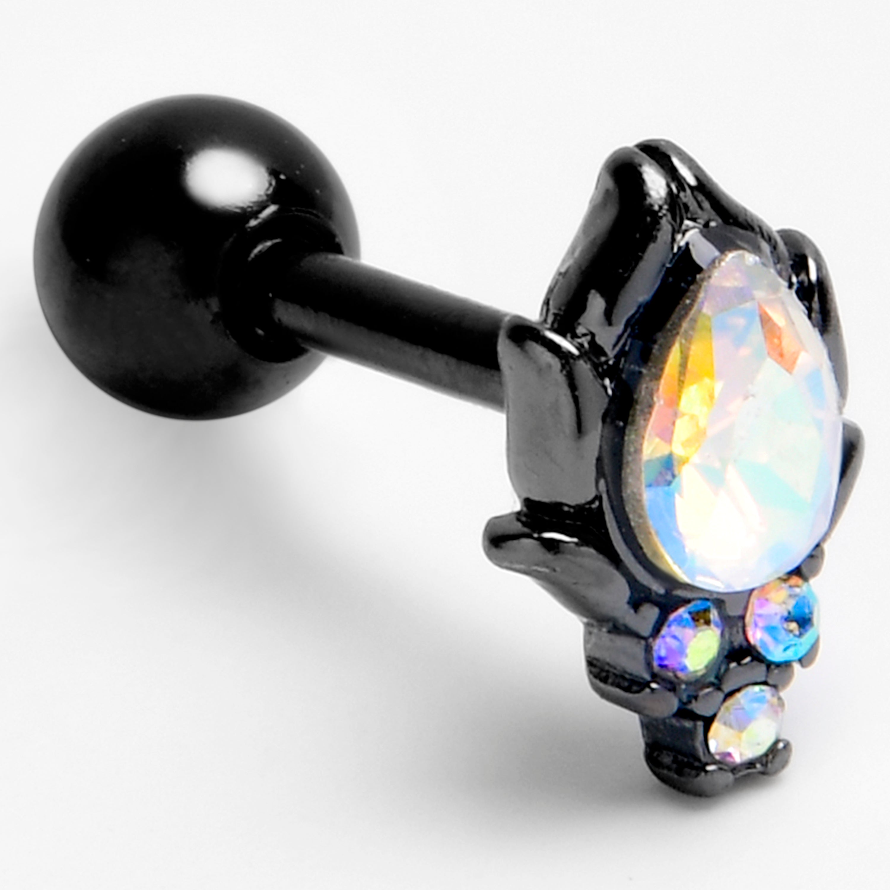 BodyCandy 16G 1/4 Aurora Gem Black Dream Drop Cartilage Tragus Earring — main product shot