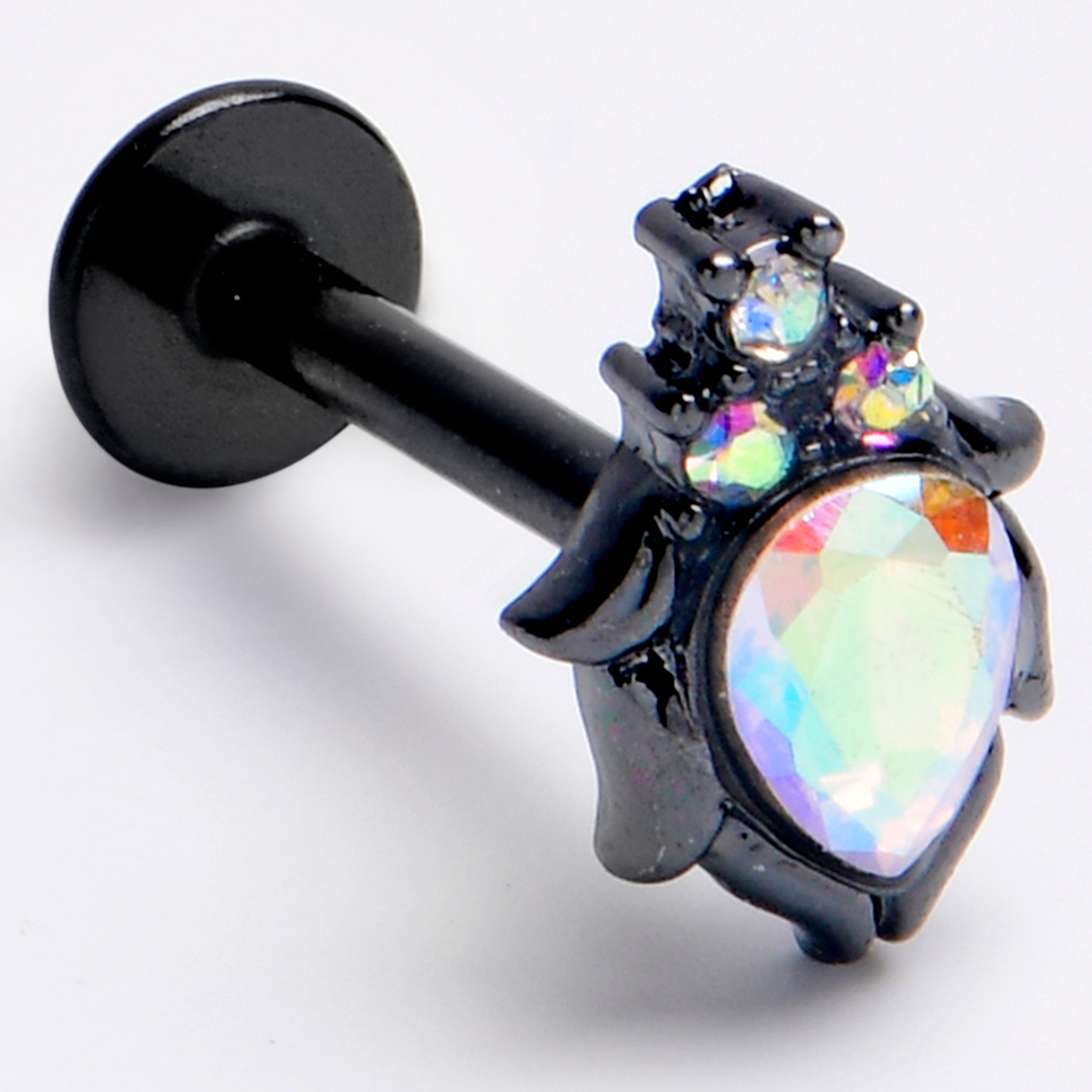 BodyCandy 16G 5/16 Aurora Gem Black Dream Drop Labret Monroe Tragus — main product shot