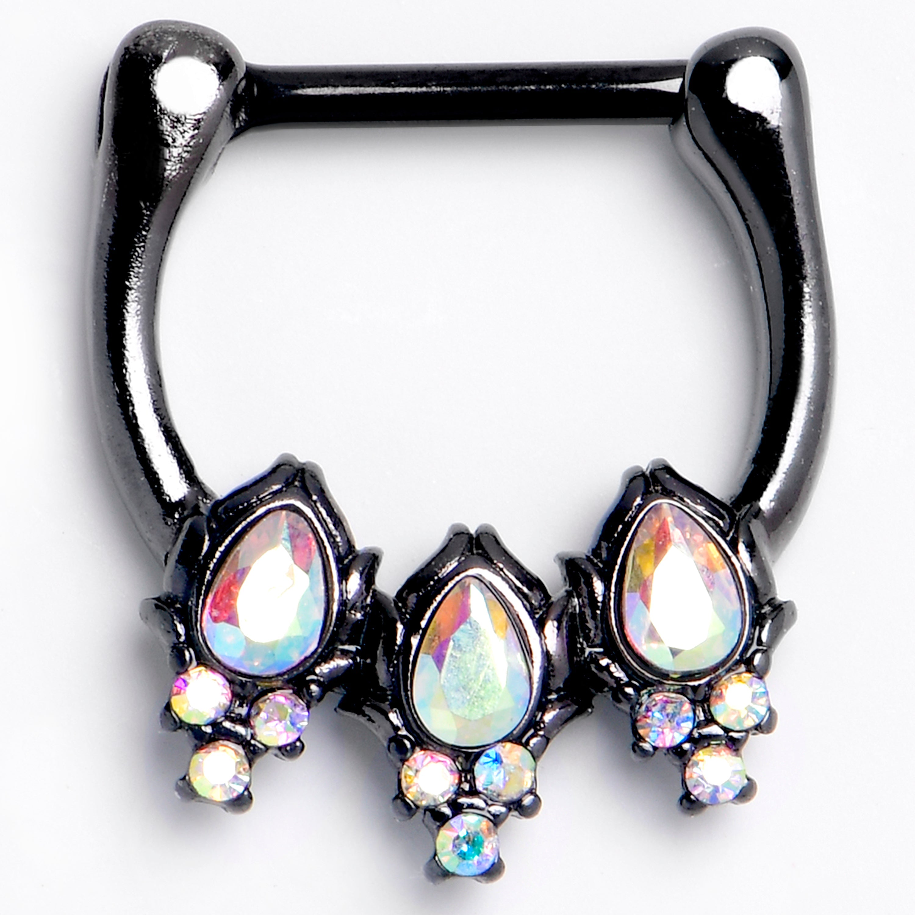 BodyCandy 16G 5/16 Aurora CZ Gem Black Dream Drops Cartilage Clicker Ring — main product shot