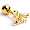 BodyCandy 16G 1/4 Clear Gem Gold Tone Filigree Dragonfly Cartilage Earring — main product shot