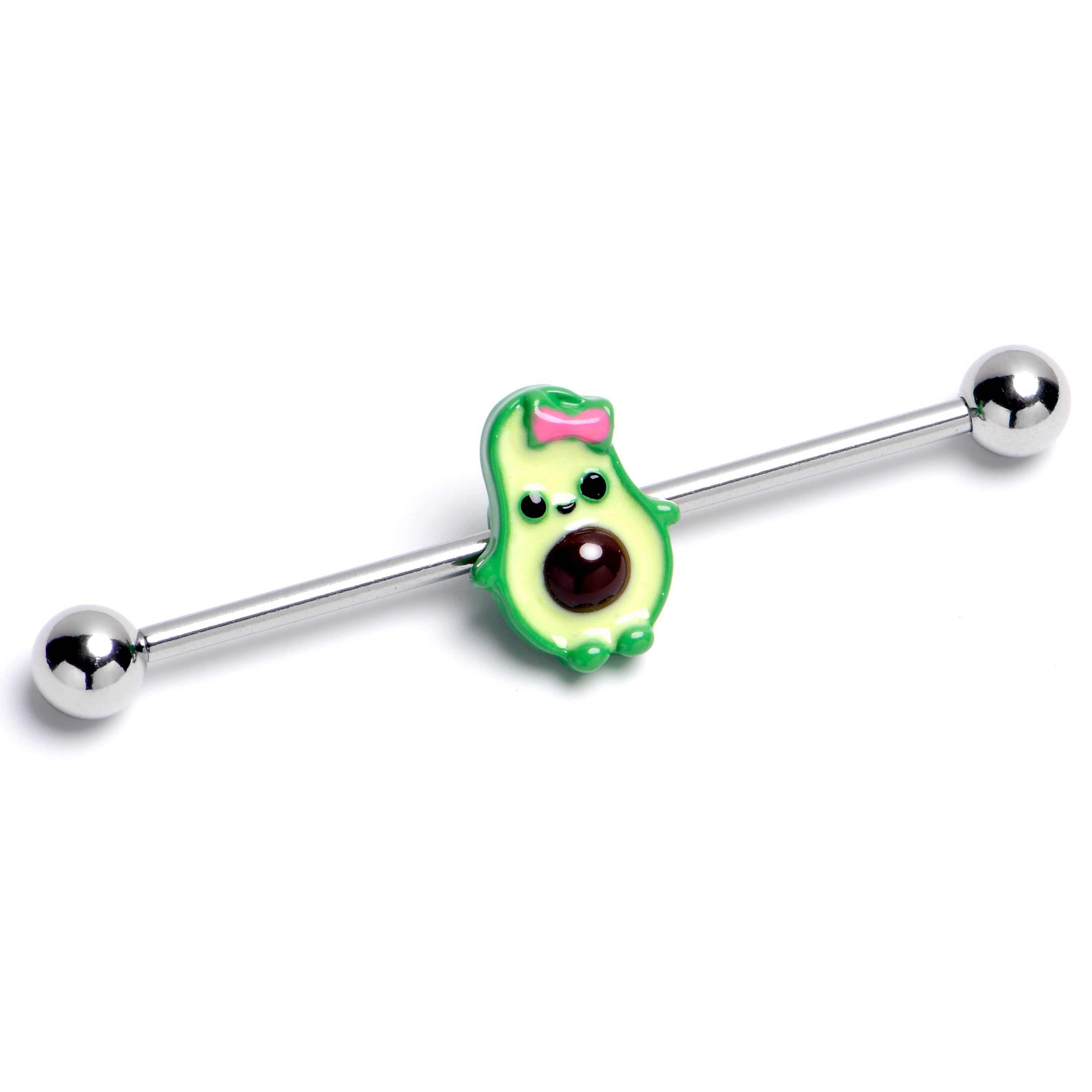 BodyCandy 14G Cutie Avocado Industrial Barbell 38mm — main product shot