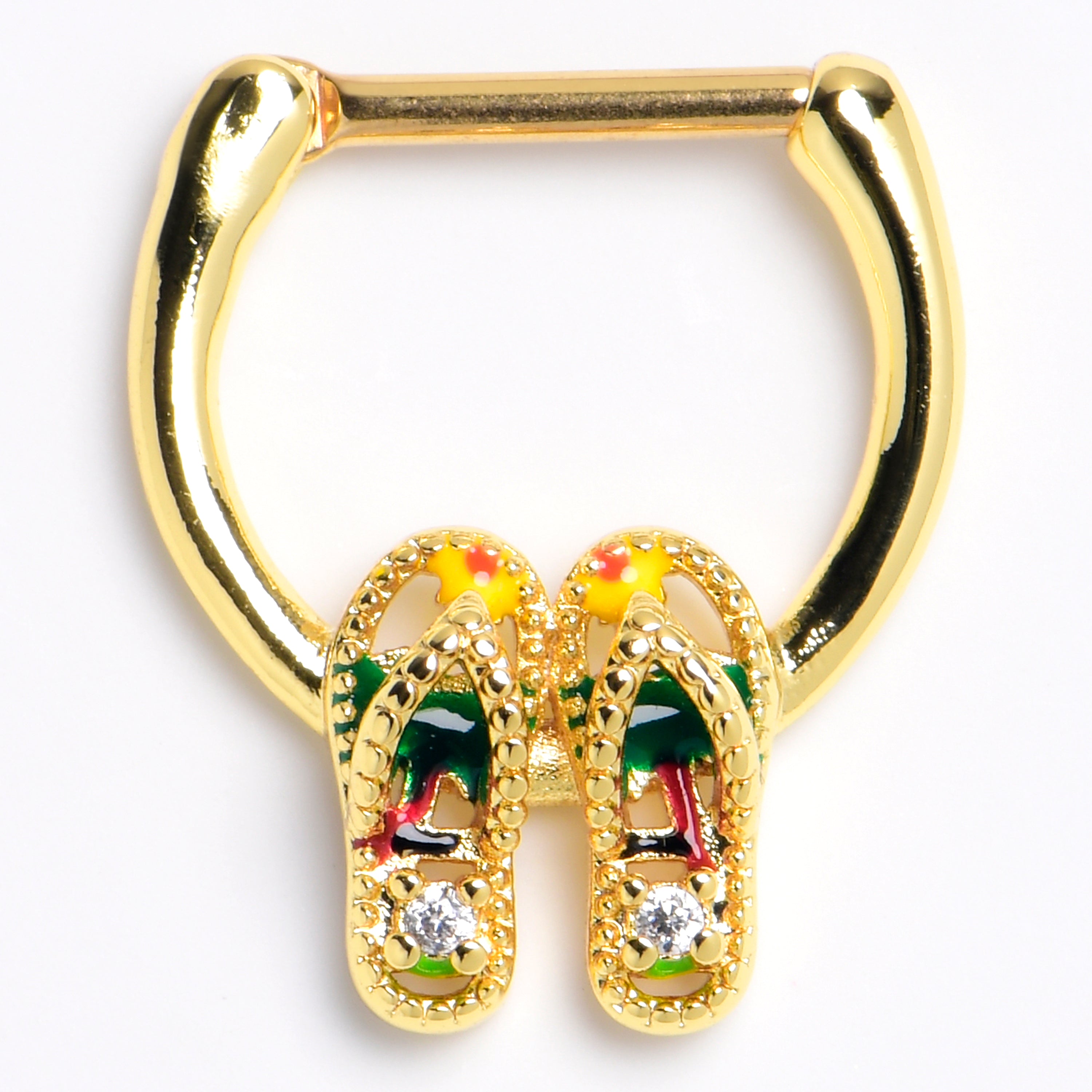 BodyCandy 16G 5/16 Clear Gem Gold Tone Beach Sandals Cartilage Clicker — main product shot