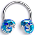 BodyCandy 16G 3/8 Dolphins Blue Beauty Horseshoe Circular Barbell — main product shot