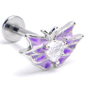 BodyCandy 16G 5/16 Clear CZ Gem Butterfly Purple Labret Monroe Tragus — main product shot