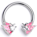 BodyCandy 16G 3/8 Clear CZ Gem Butterfly Pink Horseshoe Circular Barbell — main product shot
