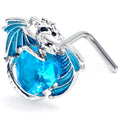 BodyCandy 20G 7mm Blue CZ Gem Heart of Dragon L Shape Nose Ring — main product shot