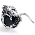 BodyCandy 20G 7mm Black CZ Gem Heart of Dragon L Shape Nose Ring — main product shot