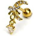 BodyCandy 16G 1/4 Clear Gem Gold Hue Moon Bow Heart Dangle Cartilage Earring — main product shot