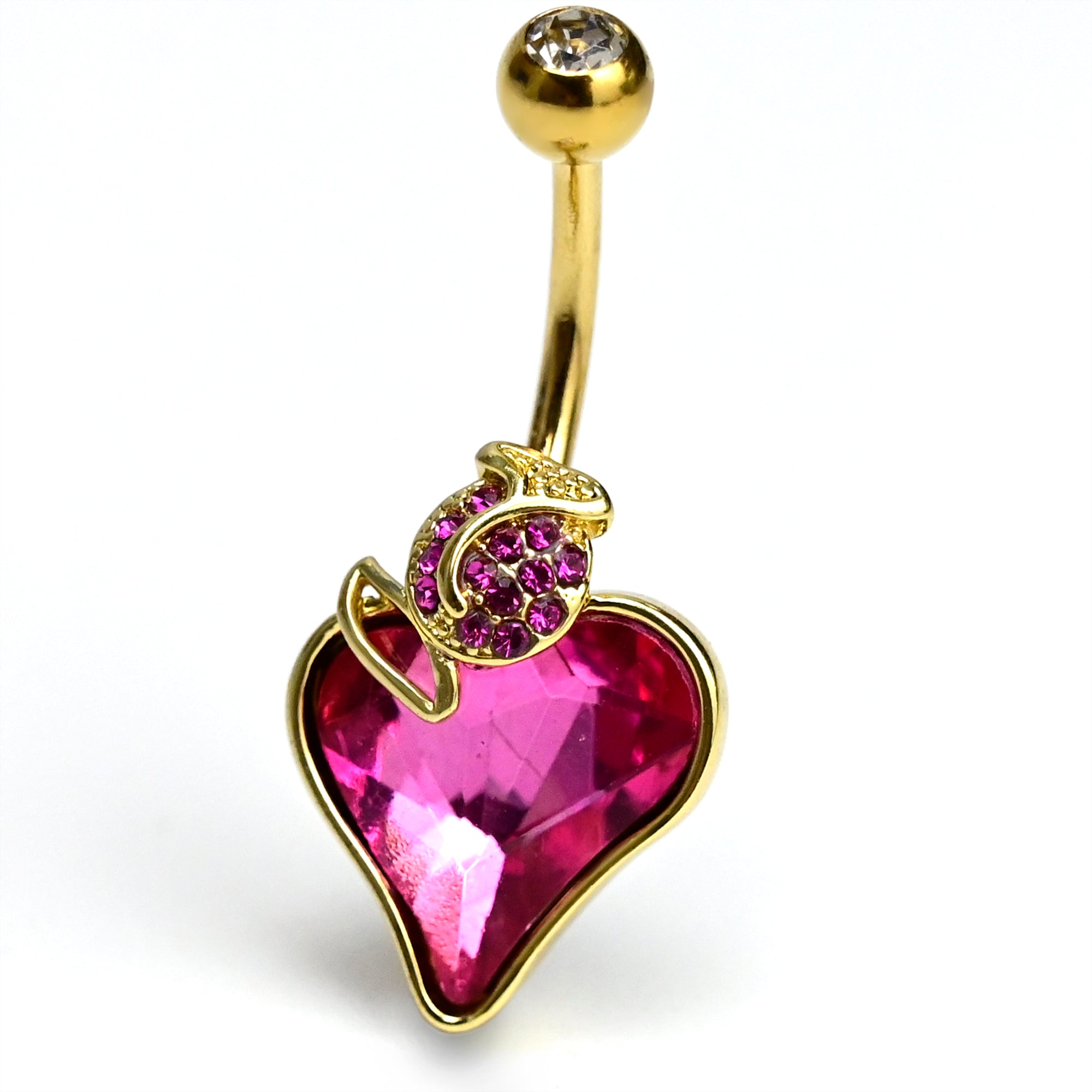 BodyCandy Clear Pink Gem Gold Tone Strawberry Love Belly Ring — main product shot