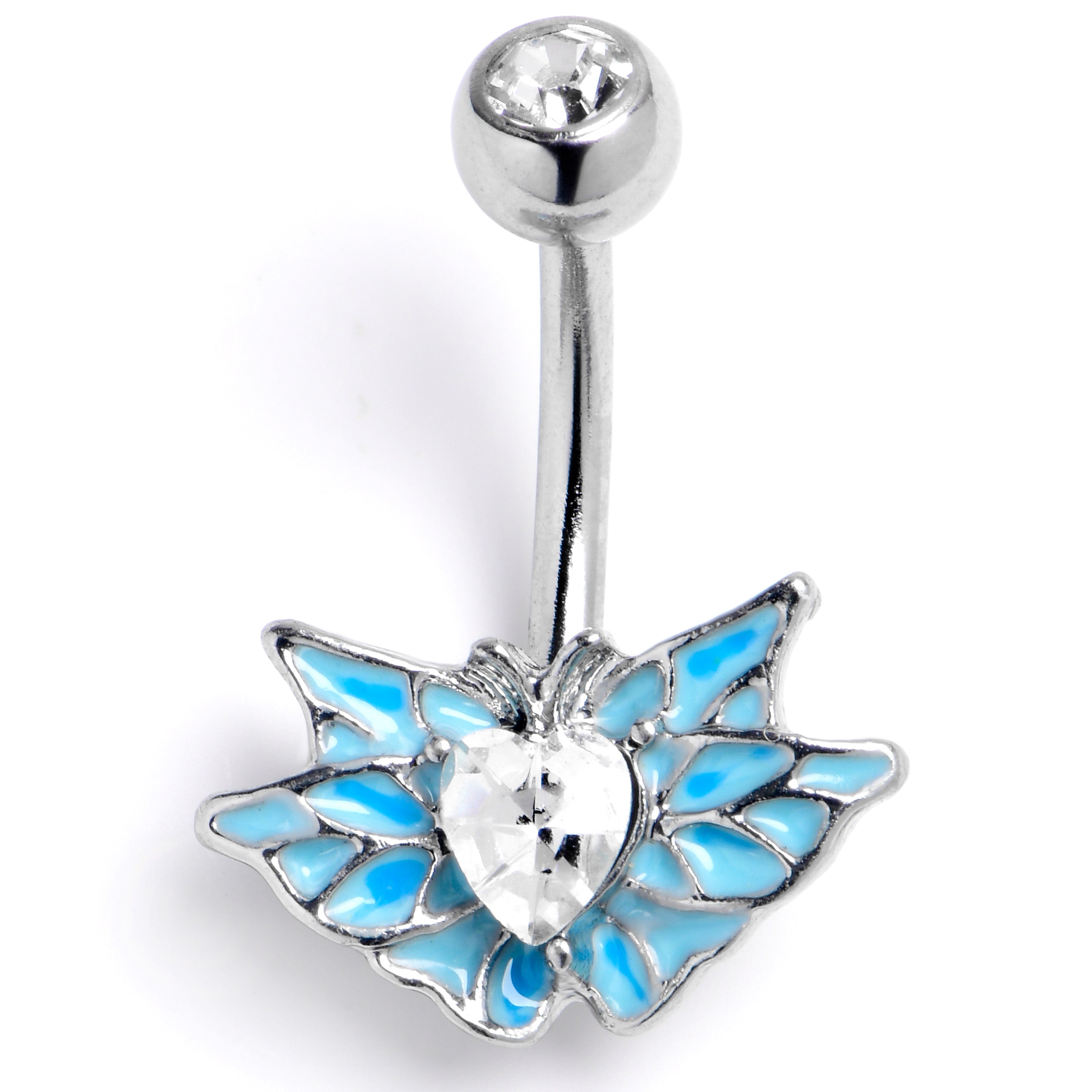BodyCandy Clear Gem Heart Butterfly Blue Belly Ring — main product shot