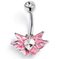 BodyCandy Clear Gem Heart Butterfly Pink Belly Ring — main product shot