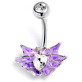BodyCandy Clear Gem Heart Butterfly Purple Belly Ring — main product shot