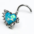 BodyCandy 20G 7mm Blue Faux Opal Sunny Heart Left Side Nose Screw — main product shot