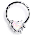 BodyCandy 16G 3/8 White Faux Opal Sunny Heart Hinged Segment Ring — main product shot