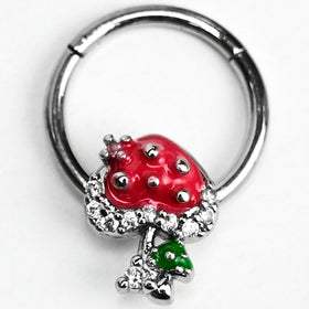 16G 3/8 Clear Gem Glamour Shroom Hinged Segment Ring