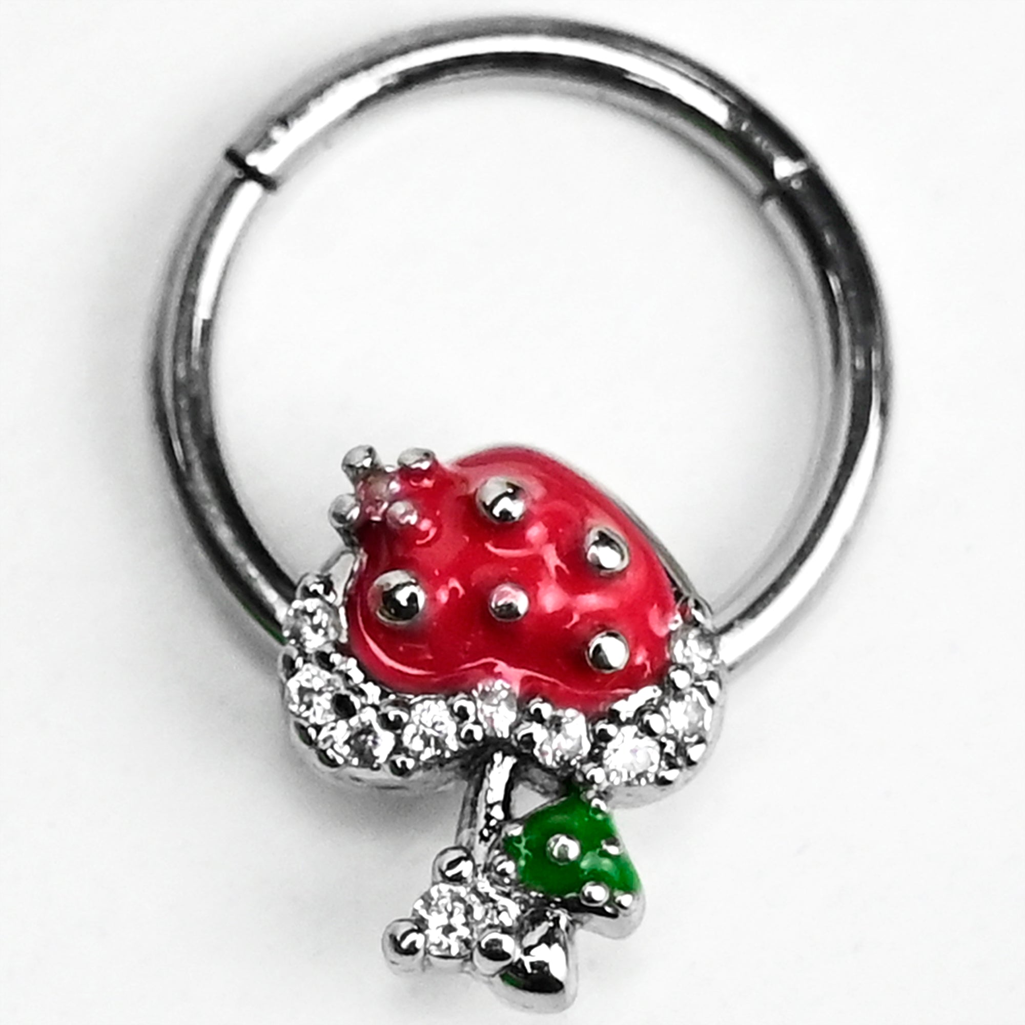 BodyCandy 16G 3/8 Clear Gem Glamour Shroom Hinged Segment Ring — main product shot