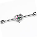 BodyCandy 14G Emerald Passion Gem Heart Industrial Barbell 38mm — main product shot