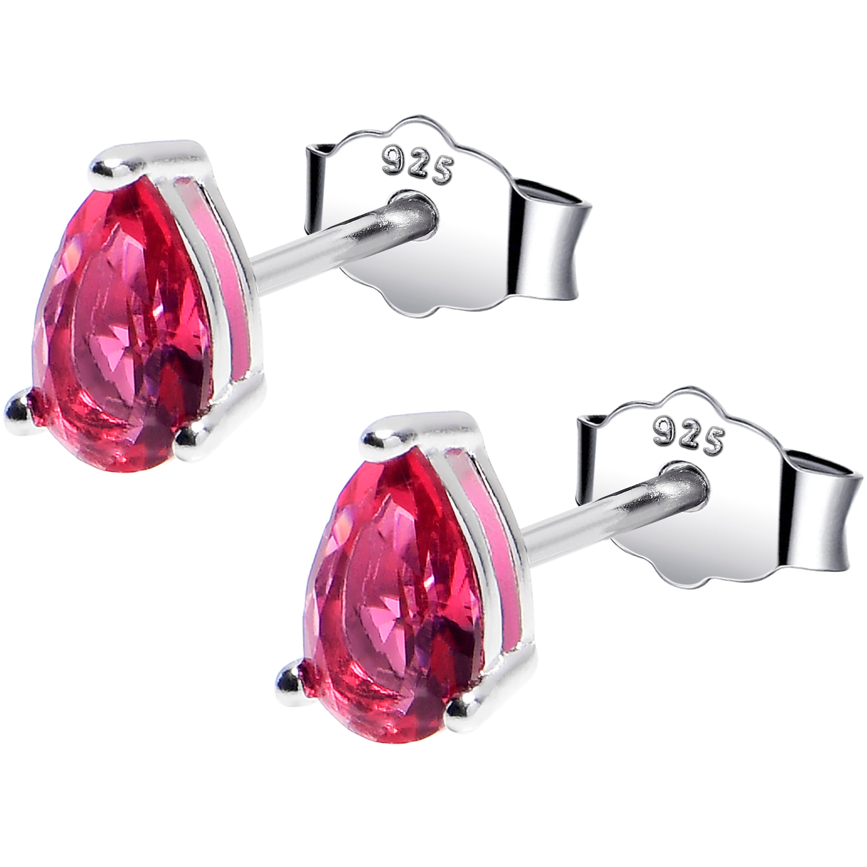 BodyCandy 4mm CZ Pear 925 Sterling Silver July Birthstone Stud Earrings — main product shot