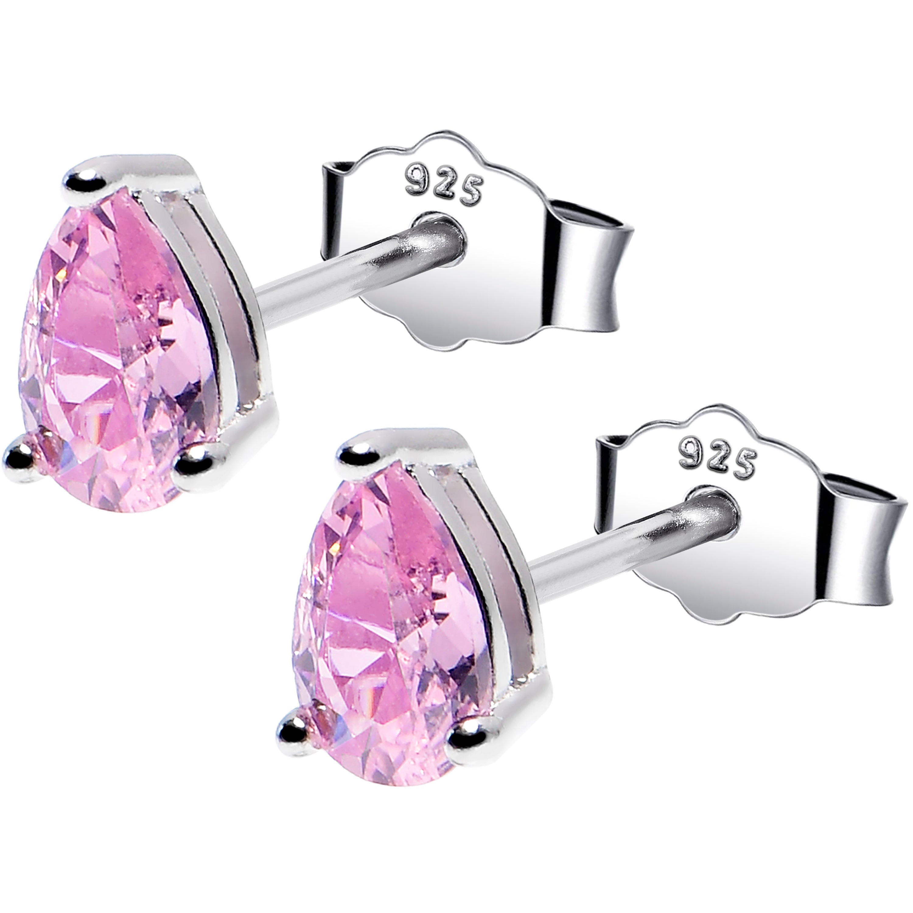 BodyCandy 4mm CZ Pear 925 Sterling Silver October Birthstone Stud Earrings — main product shot