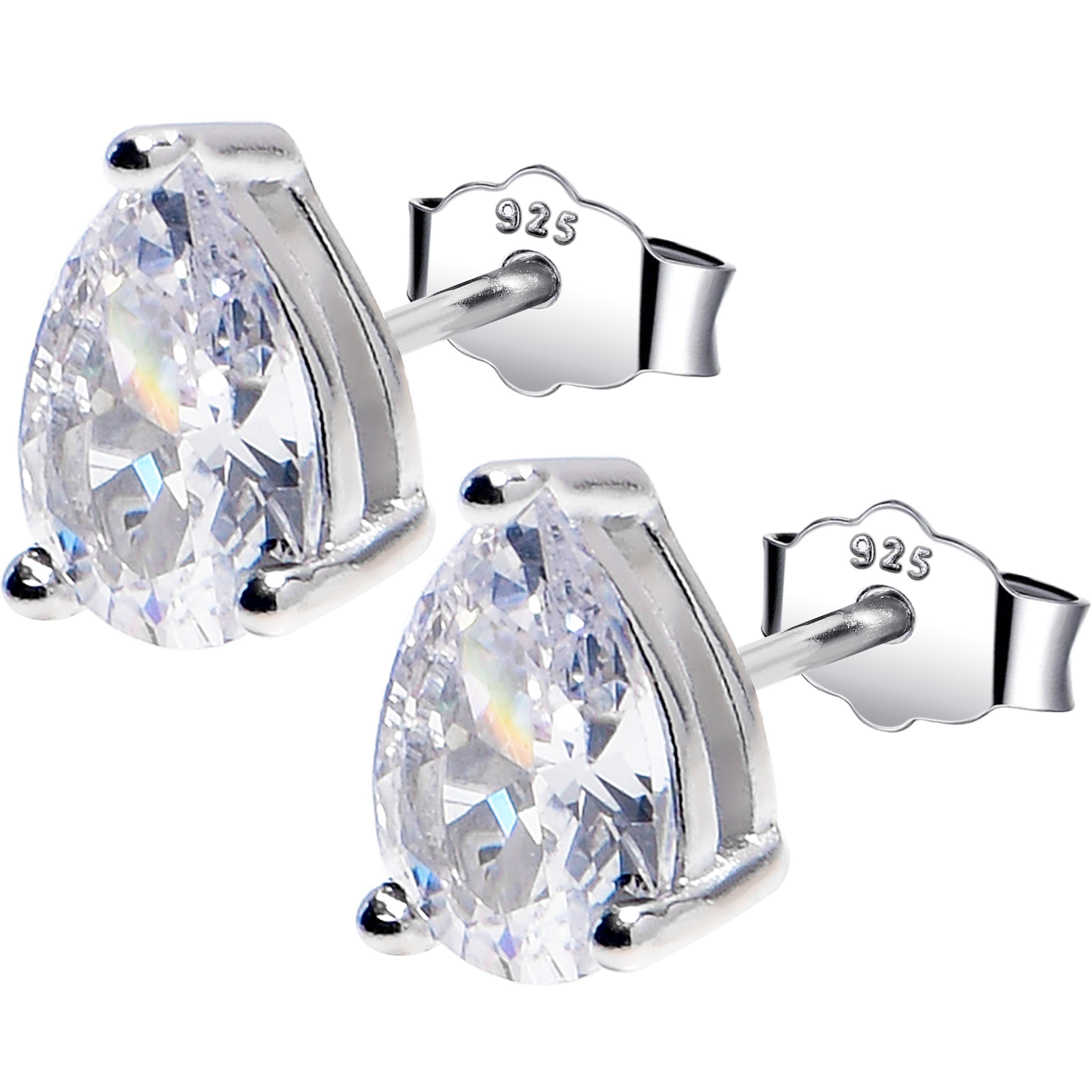 BodyCandy 5mm CZ  Pear 925 Sterling Silver April Birthstone Stud Earrings — main product shot