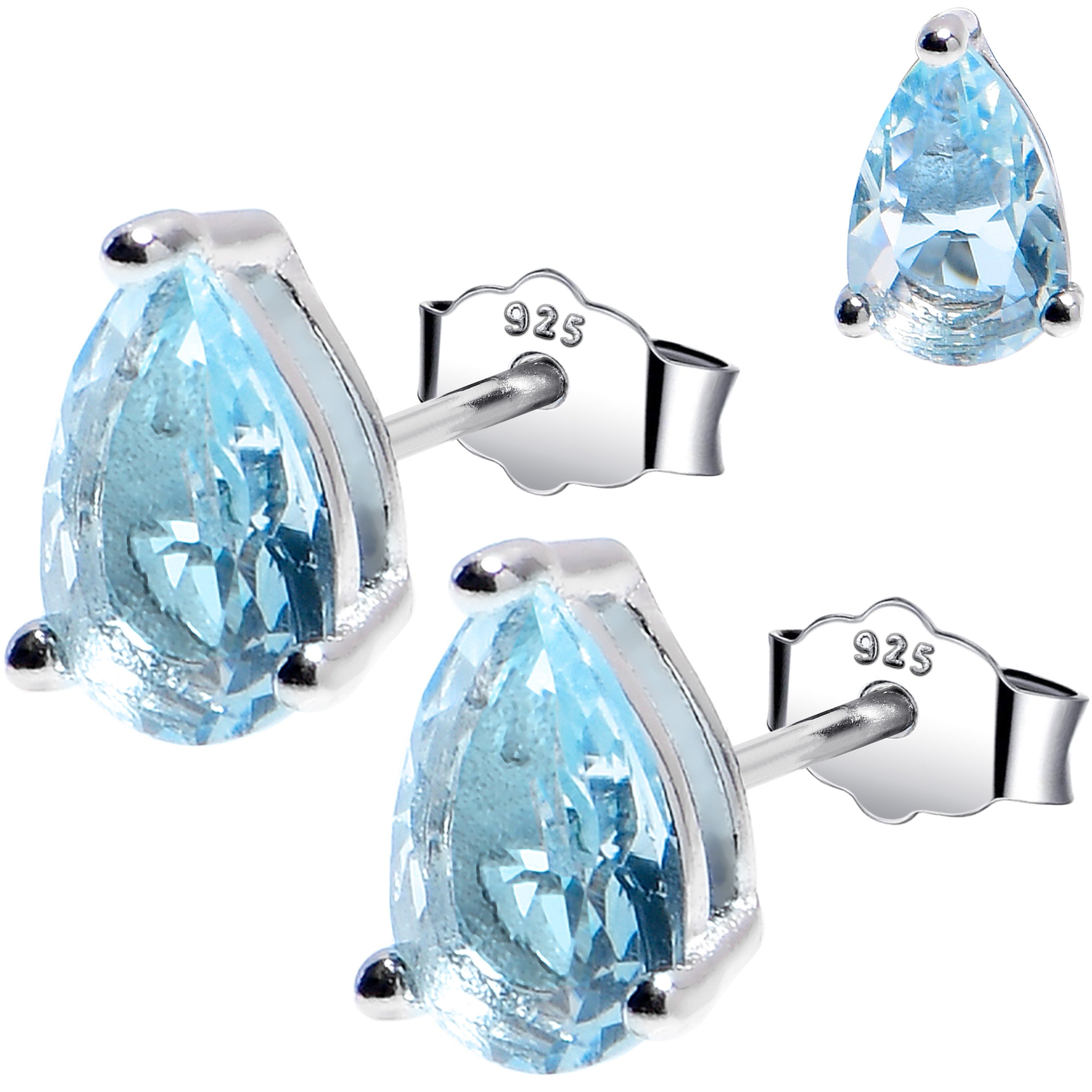 BodyCandy 5mm CZ  Pear 925 Sterling Silver March Birthstone Stud Earrings — main product shot