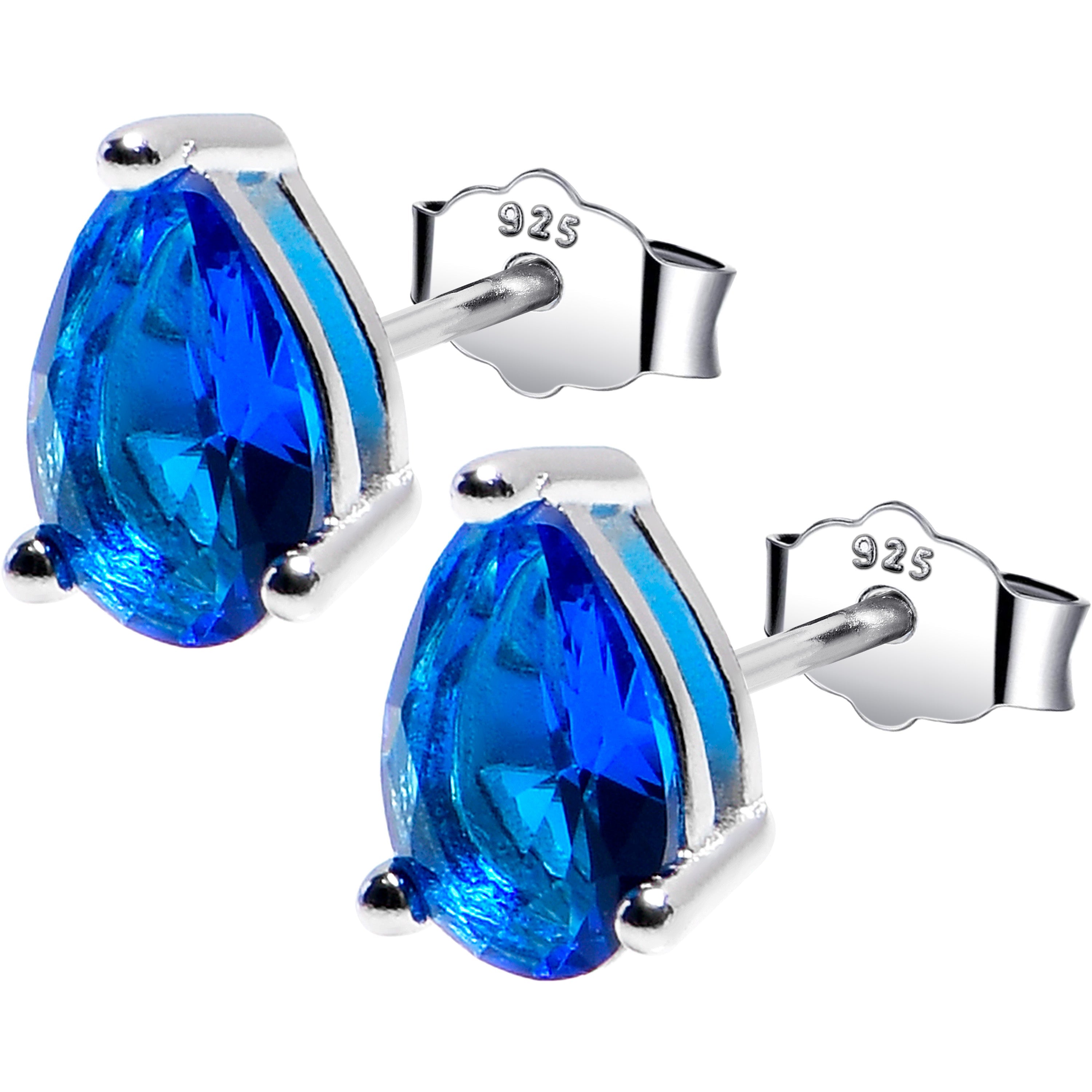 BodyCandy 5mm CZ  Pear 925 Sterling Silver September Birthstone Stud Earrings — main product shot