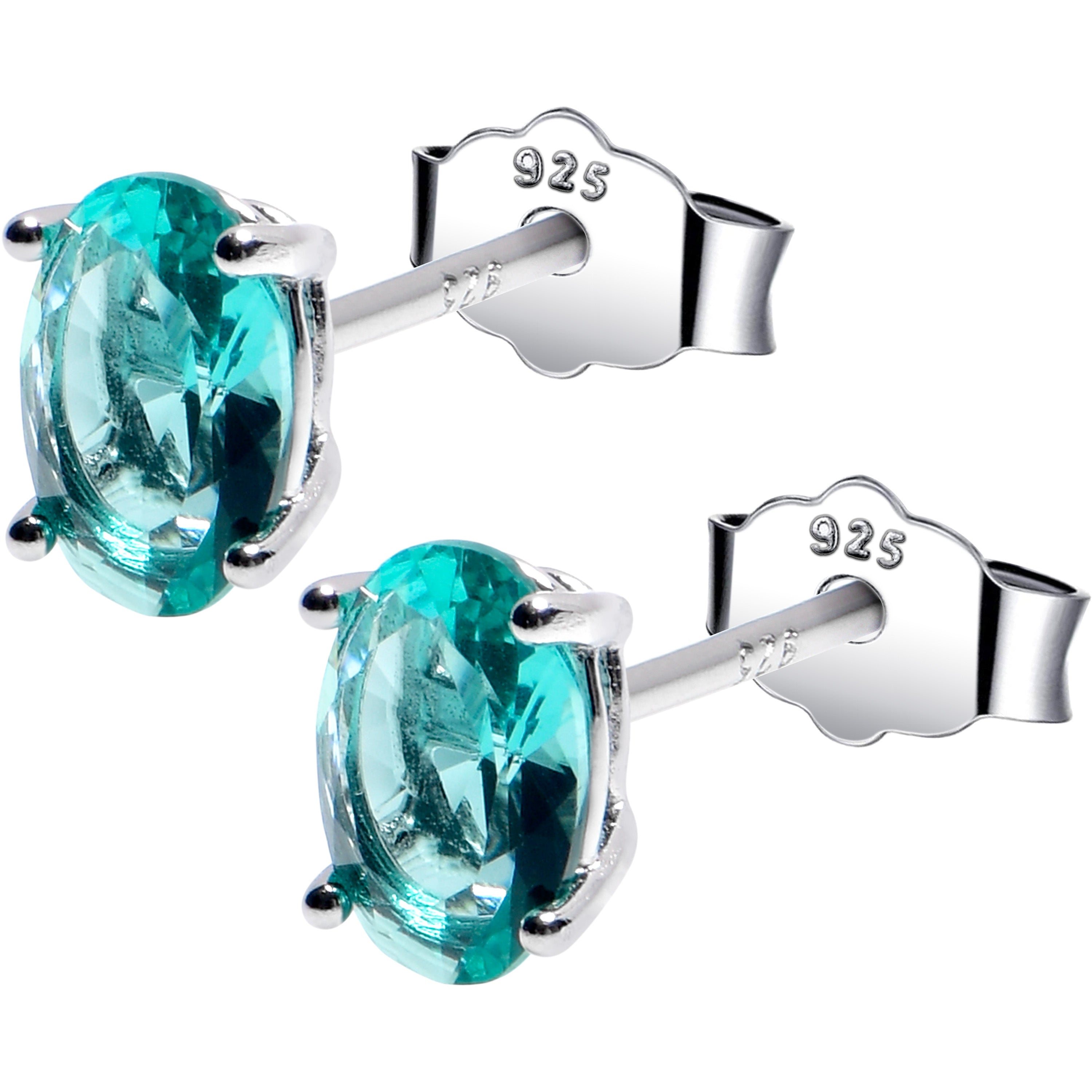 BodyCandy 4mm CZ Oval 925 Sterling Silver December Birthstone Stud Earrings — main product shot
