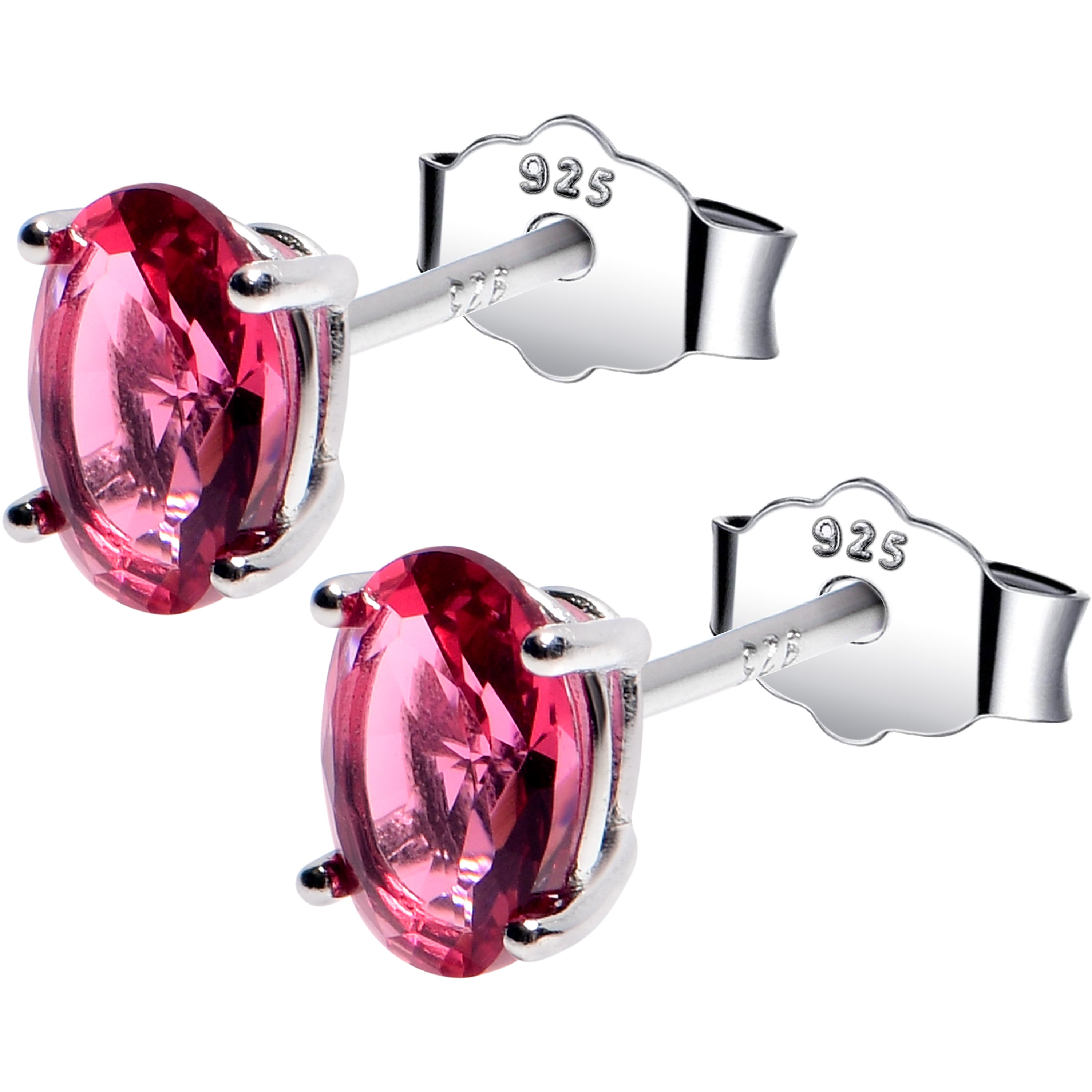 BodyCandy 4mm CZ Oval 925 Sterling Silver July Birthstone Stud Earrings — main product shot