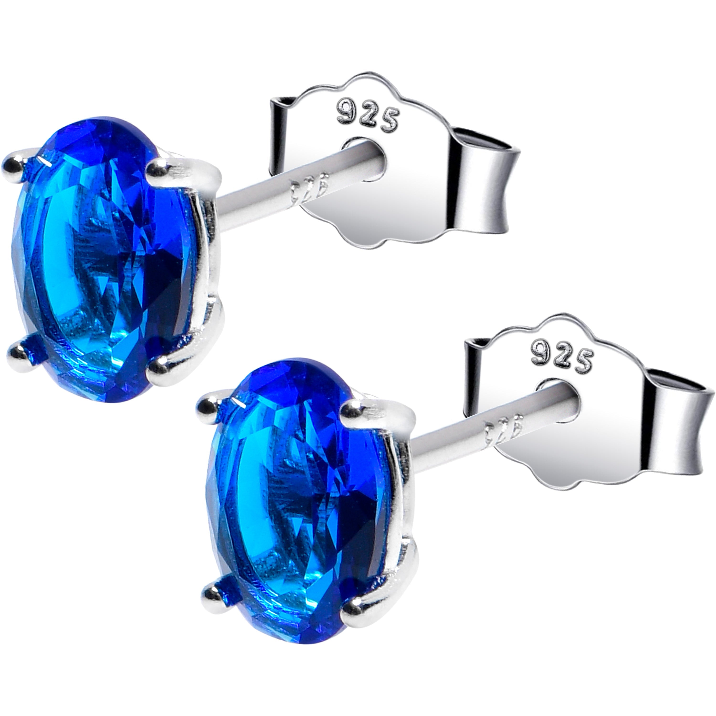 BodyCandy 4mm CZ Oval 925 Sterling Silver September Birthstone Stud Earrings — main product shot