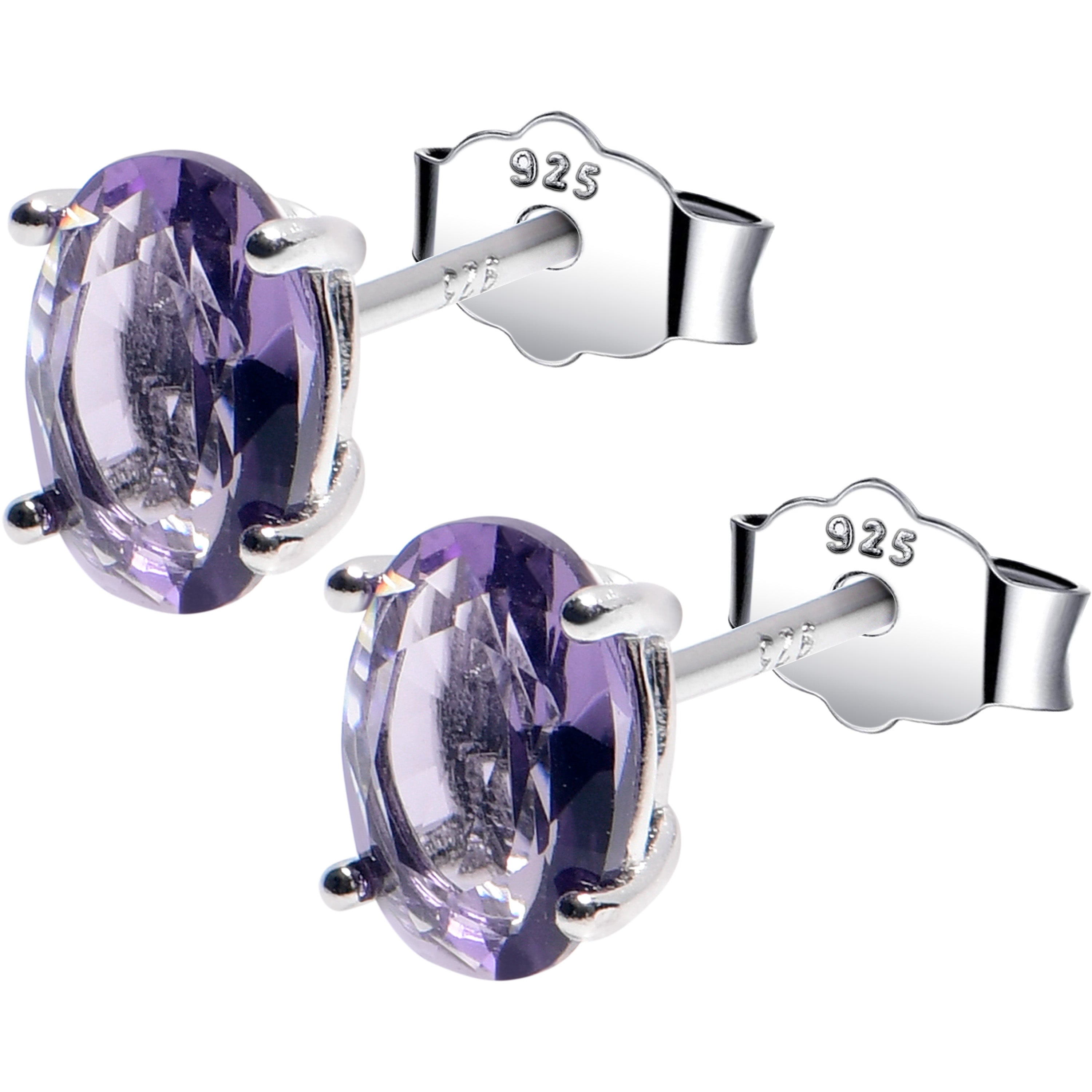 BodyCandy 5mm CZ  Oval 925 Sterling Silver February Birthstone Stud Earrings — main product shot