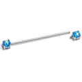 BodyCandy 14G Blue Faux Opal Internally Threaded Industrial Barbell 38mm — main product shot