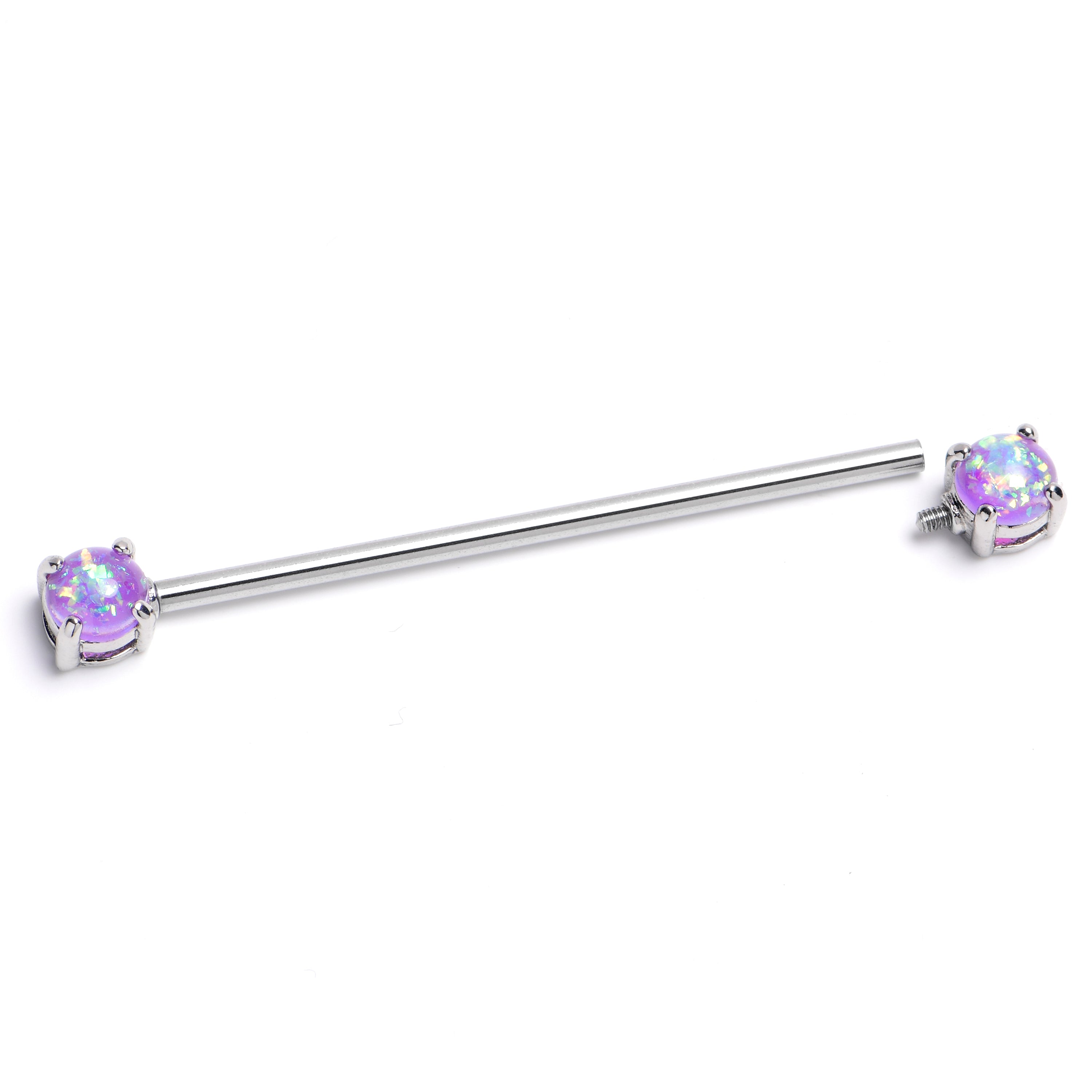 BodyCandy 14G Purple Faux Opal Internally Threaded Industrial Barbell 38mm — main product shot