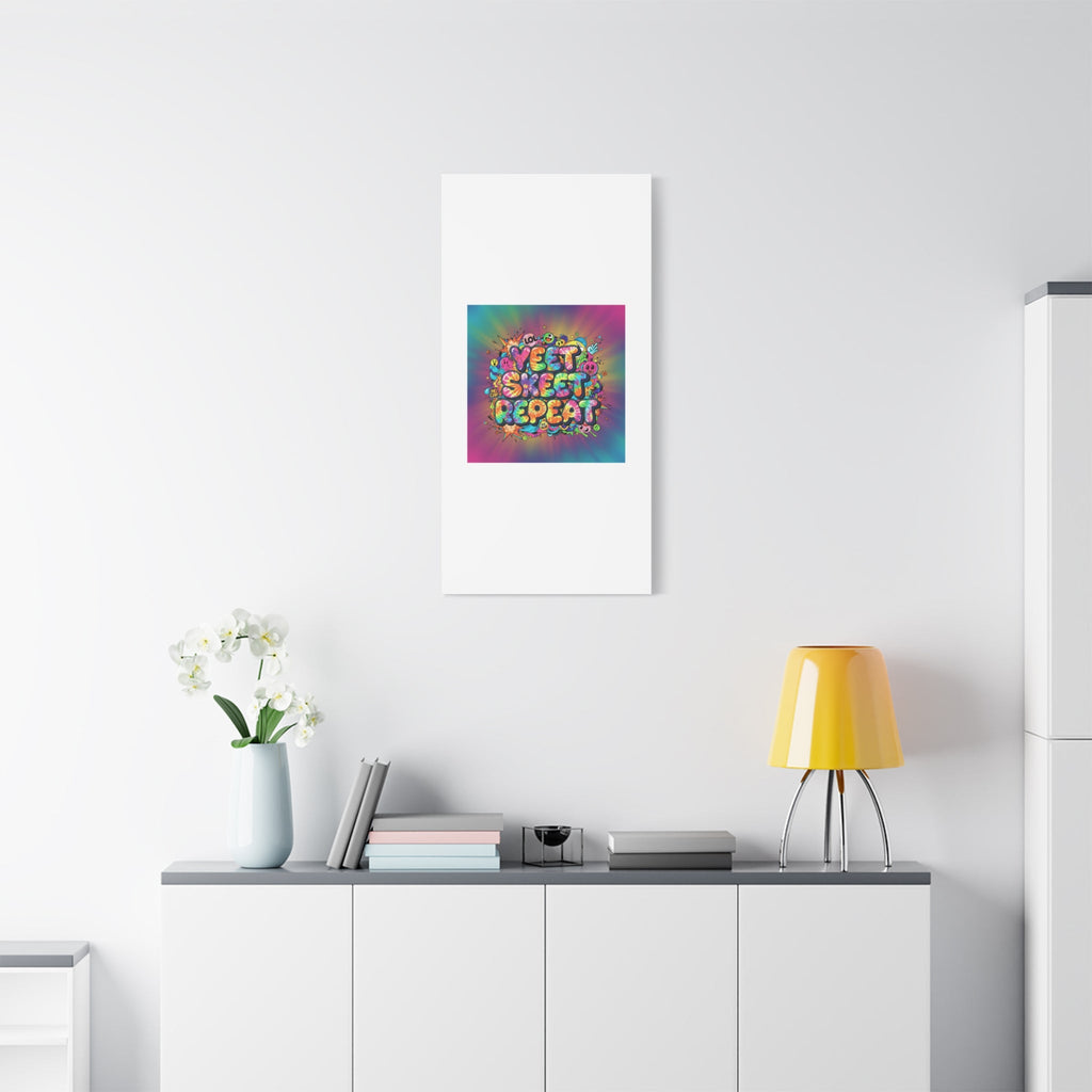 Yeet Skeet Repeat Canvas | Slogan & Glitch Graphic, Meme Phrase Wall Art