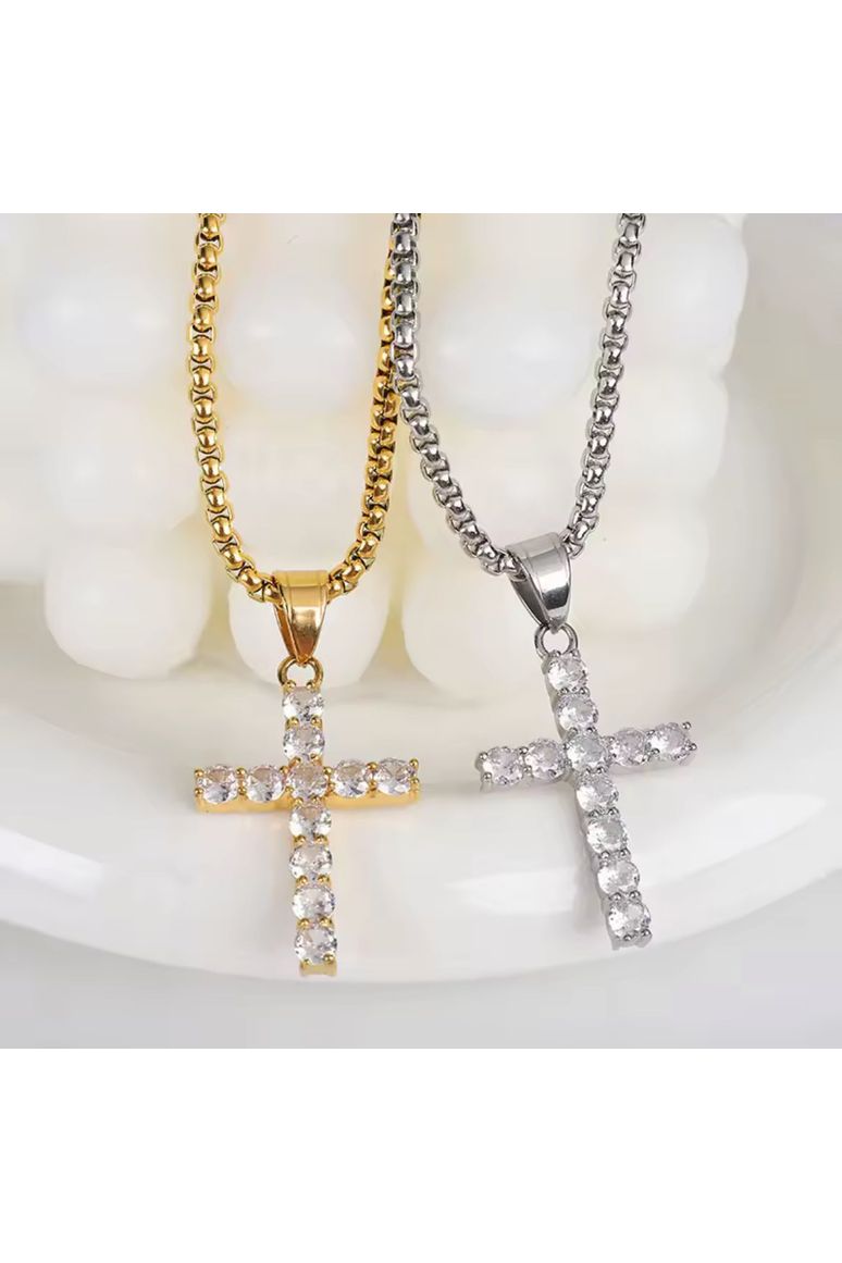 Pretty Little Patriot Pretty Little Patriot He is Risen CZ Cross necklace — lifestyle worn / used context