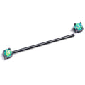 BodyCandy 14G Green Faux Opal Black Internally Threaded Industrial Barbell 38mm — main product shot