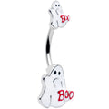 BodyCandy Boo Ghost White Red Halloween Double Mount Belly Ring — main product shot