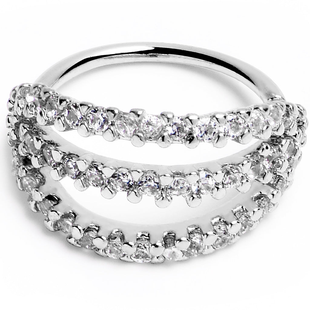 BodyCandy 20G 5/16 Clear CZ Gem Faux Triple Hoop Nose Hoop — main product shot