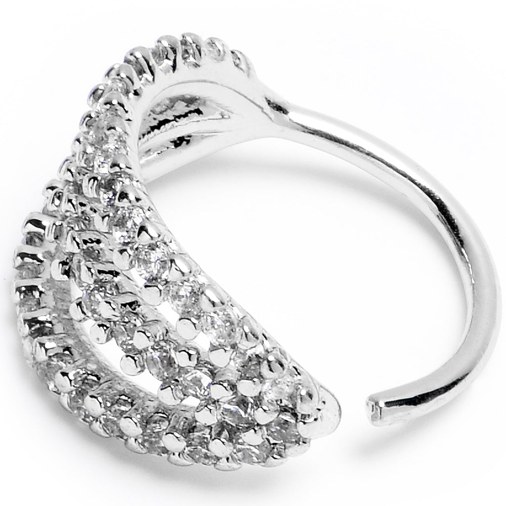 BodyCandy 20G 5/16 Clear CZ Gem Faux Triple Hoop Nose Hoop — detail close-up