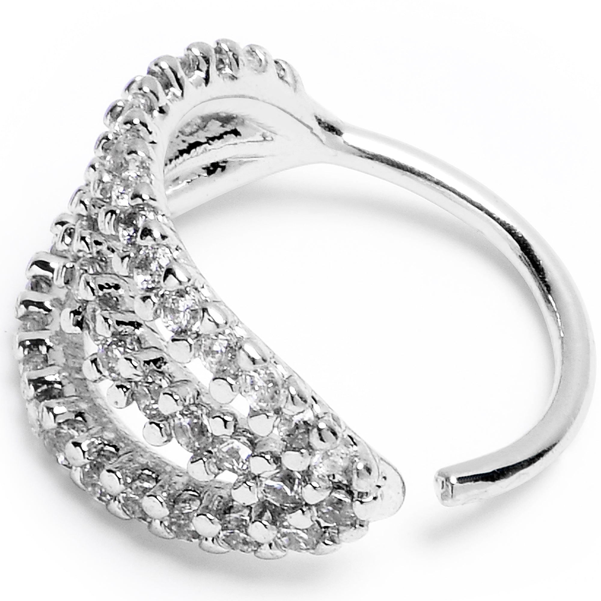 BodyCandy 20G 5/16 Clear CZ Gem Faux Triple Hoop Nose Hoop — detail close-up