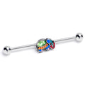 BodyCandy 14G Green Gem Colorful Elephant Industrial Barbell 38mm — main product shot