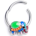 BodyCandy 16G 3/8 Green Gem Colorful Elephant Hinged Segment Ring — main product shot