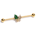 BodyCandy 14G Clear Gem Gold Tone Natures Glamour Industrial Barbell 38mm — main product shot