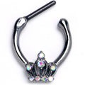 BodyCandy 16G 5/16 Aurora CZ Gem Black Epic Crown Cartilage Clicker — main product shot