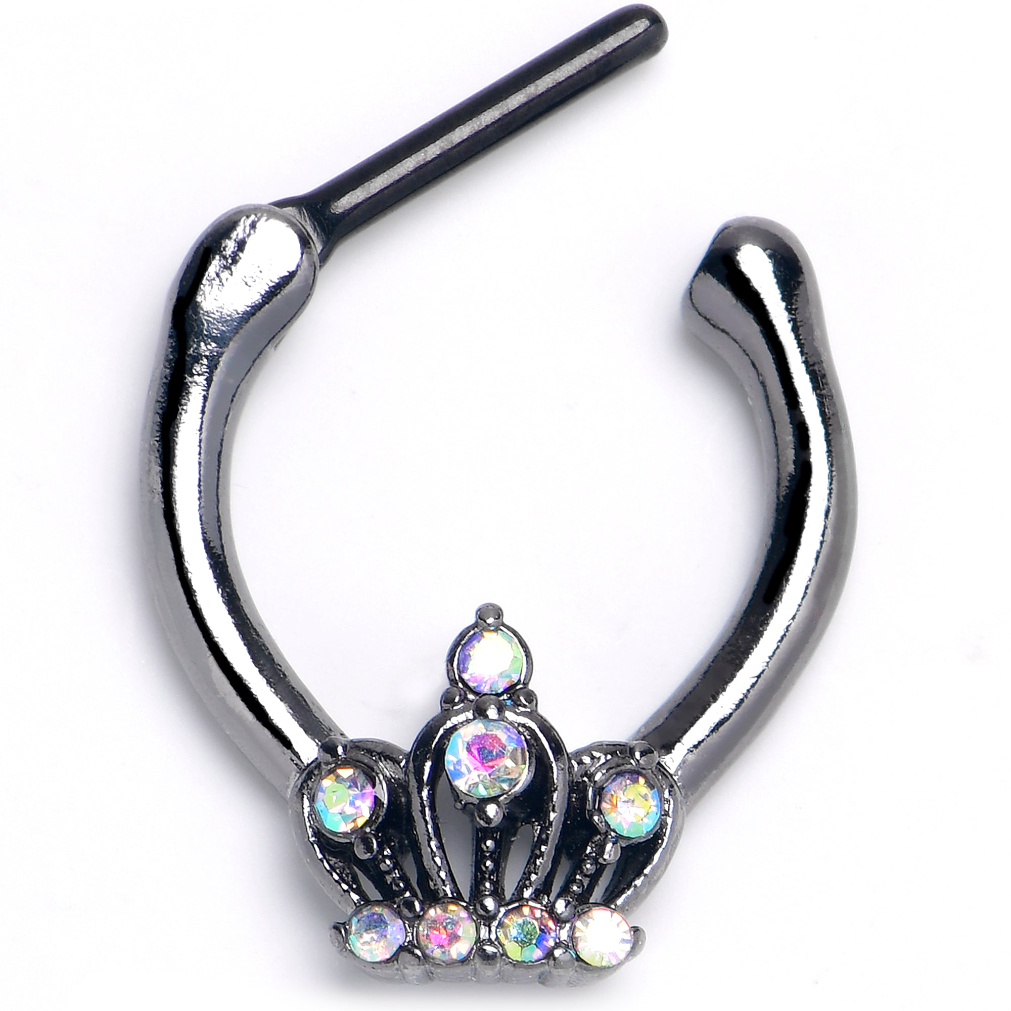 BodyCandy 16G 5/16 Aurora CZ Gem Black Epic Crown Cartilage Clicker — main product shot