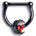 BodyCandy 16G 5/16 Red CZ Gem Black Scroll Moon Heart Cartilage Clicker — main product shot