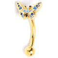 BodyCandy 16G 5/16 Gold Tone Evening Butterfly Curved Eyebrow Ring — main product shot