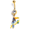 BodyCandy Clear Green Gem Gold Tone Tropical Toucan Dangle Belly Ring — main product shot