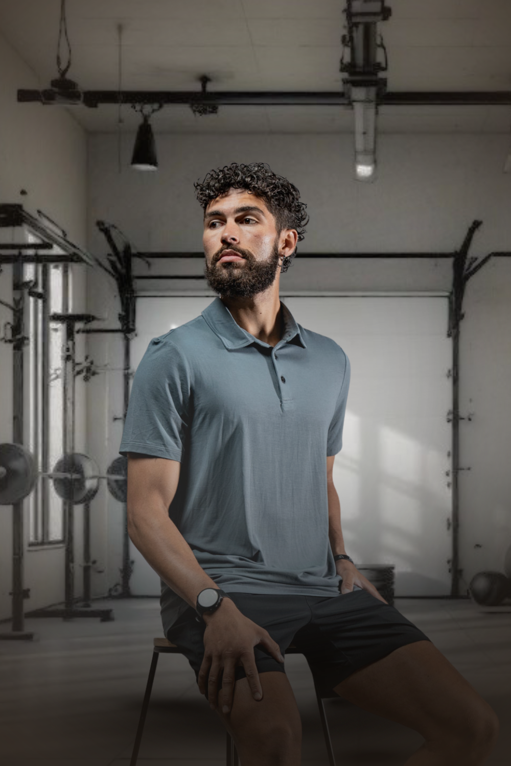Varlo Men's Terra Recovery Polo (Ash Gray) — Varlo branding close-up