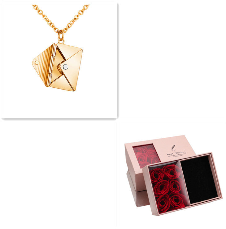 SORI STYLE Envelope Locket Necklace - Personalized Love Letter Jewelry — fabric or material detail