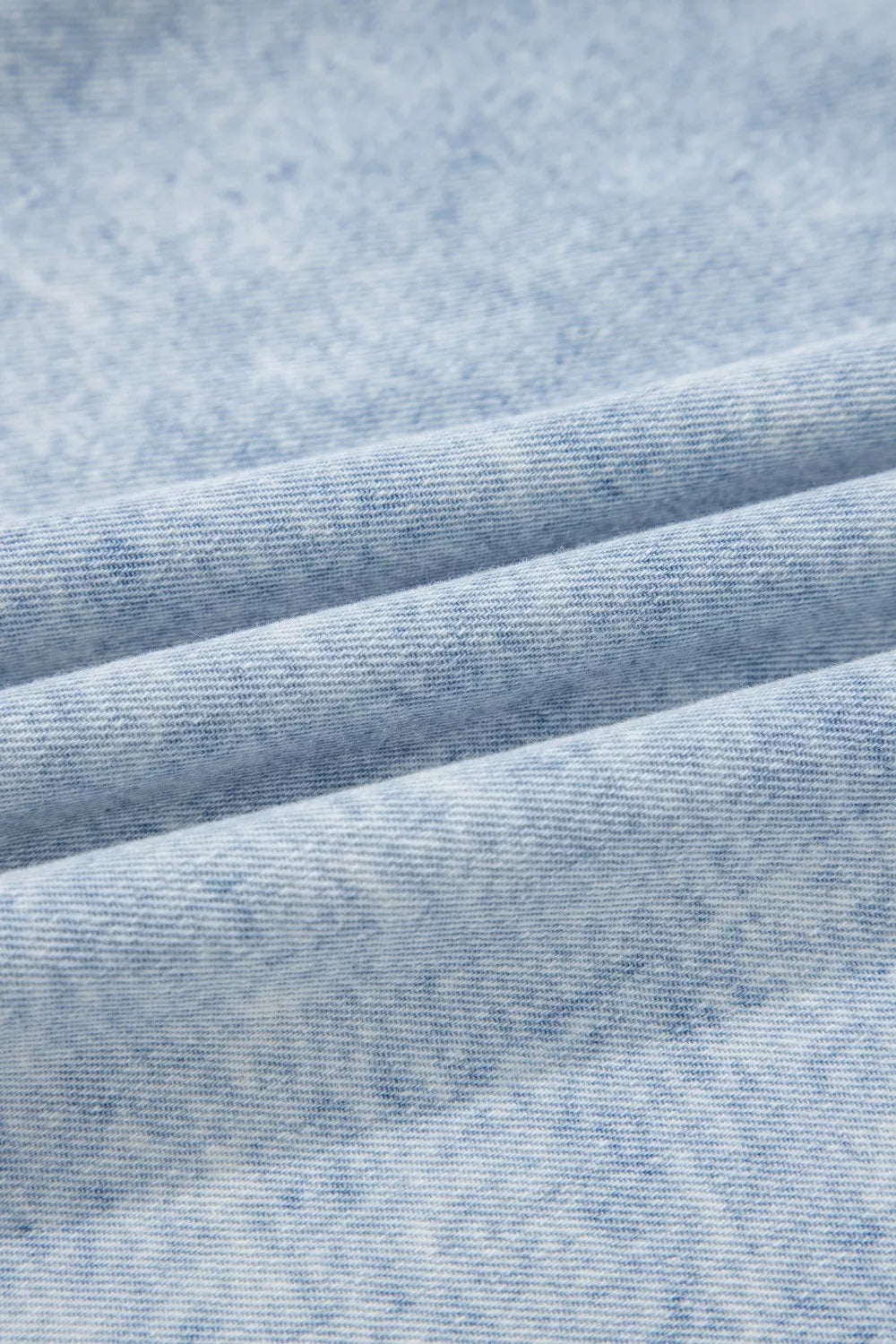 Ruffle Pleated Detail Vintage Washed Denim Top